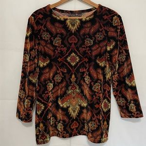 Vintage M Velvet Blouse by Cactus Flower | Autumn Paisley 90s Top